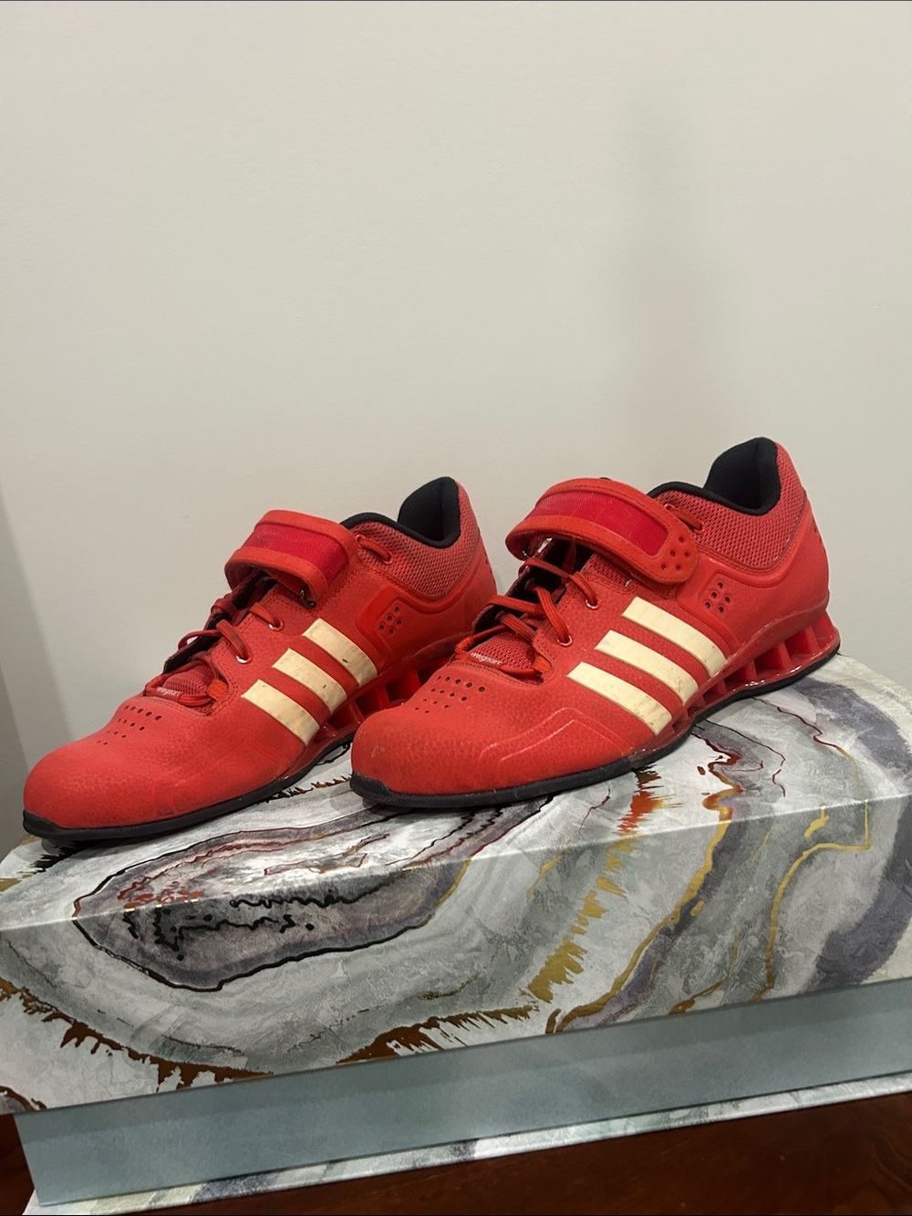 adidas Red Training Shoes with White Stripes